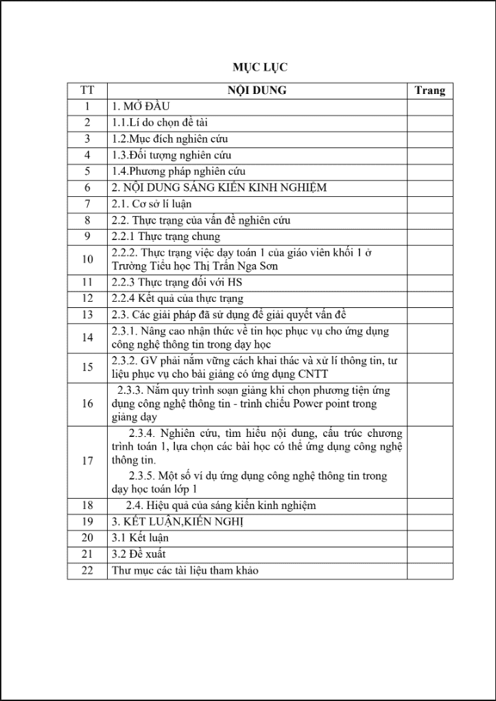 SKKN Một số biện pháp ứng dụng công nghệ thông tin trong dạy học toán lớp 1