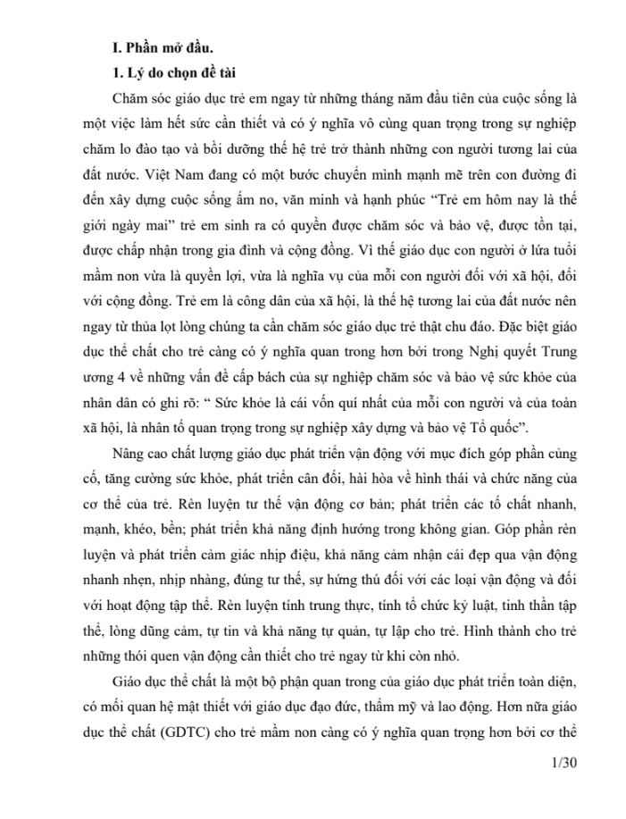 SKKN Một số biện pháp và hình thức phát triển vận động cho trẻ mẫu giáo 5 tuổi