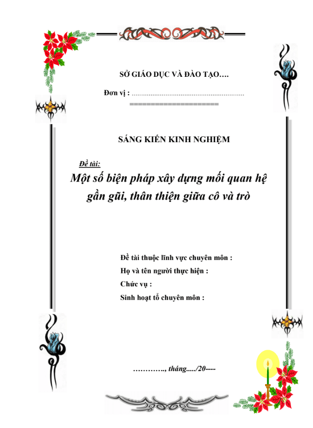 SKKN Một số biện pháp xây dựng mối quan hệ gần gũi, thân thiện giữa cô và trò