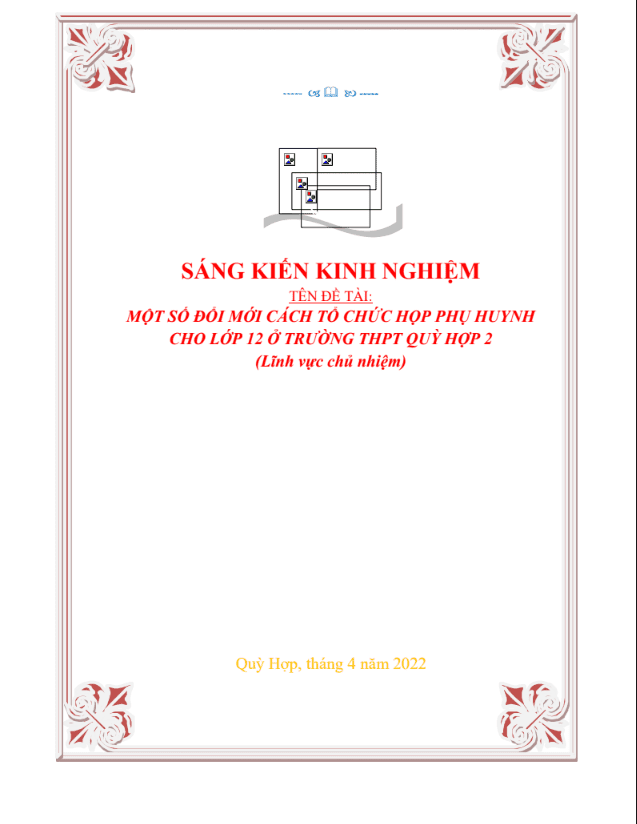 SKKN Một số đổi mới cách tổ chức họp phụ huynh cho lớp 12 ở trường THPT