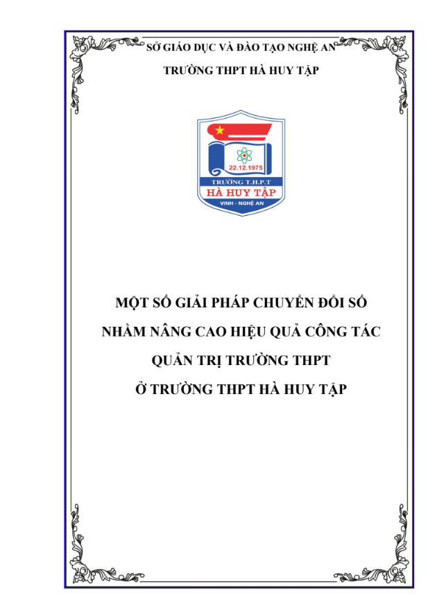 SKKN Một số giải pháp chuyển đổi số nhằm nâng cao hiệu quả công tác quản trị trường THPT ở trường THPT