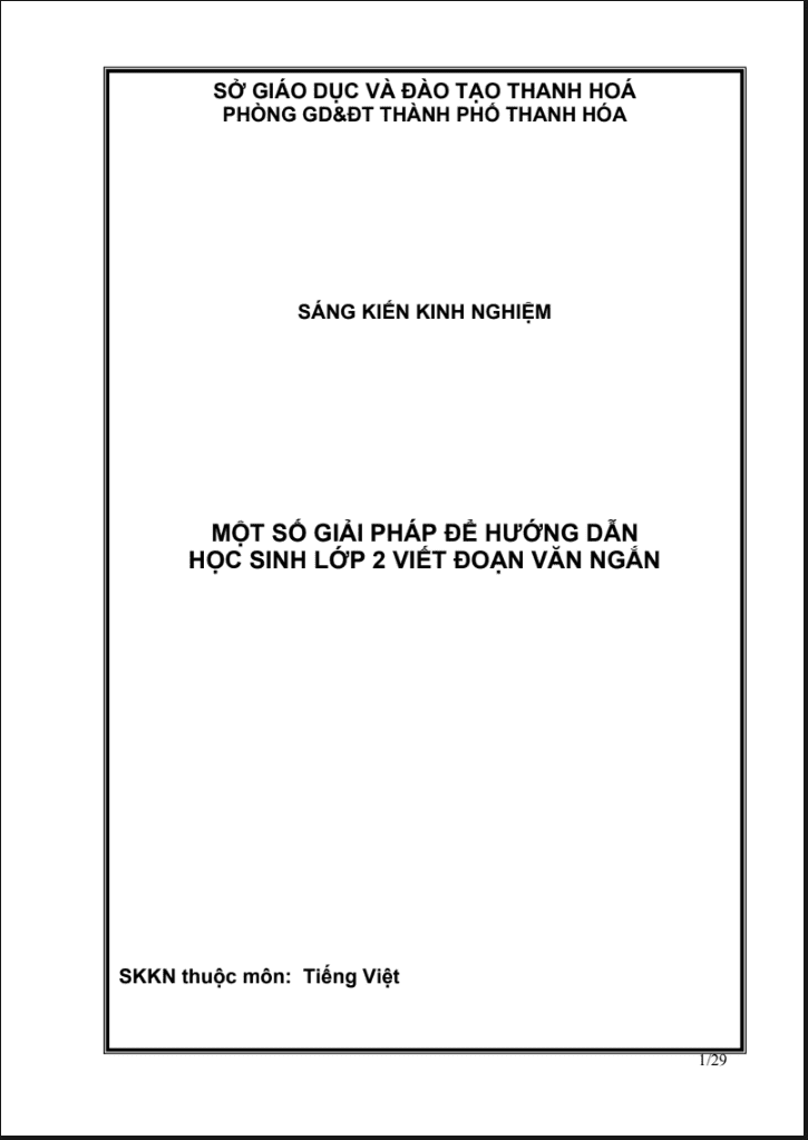 SKKN Một số giải pháp để hướng dẫn học sinh lớp 2 viết đoạn văn ngắn