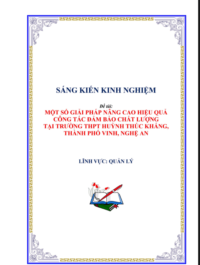 SKKN Một số giải pháp nâng cao hiệu quả công tác đảm bảo chất lượng tại Trường trung học phổ thông