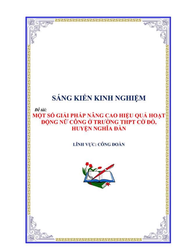 SKKN Một số giải pháp nâng cao hiệu quả hoạt động nữ công ở trường trung học phổ thông