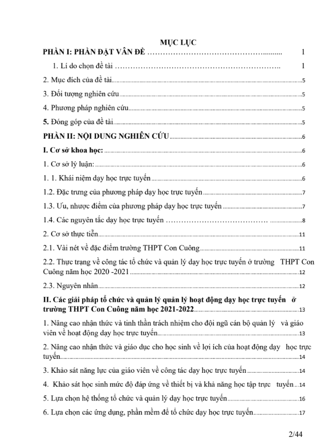 SKKN Một số giải pháp nâng cao hiệu quả tổ chức và quản lý dạy học trực tuyến qua hệ thống VNPT E-Learning ở trường THPT