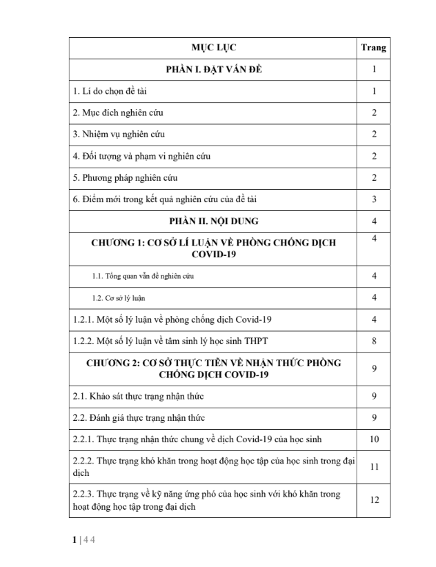 SKKN Một số giải pháp nâng cao nhận thức phòng chống dịch Covid-19 cho học sinh tại trường trung học phổ thông