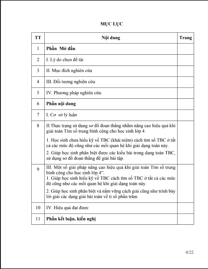 SKKN Một số giải pháp sử dụng sơ đồ đoạn thẳng nhằm nâng cao hiệu quả khi giải toán tìm số trung bình cộng cho học sinh lớp 4″
