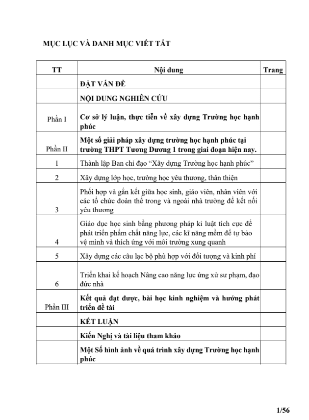 SKKN Một số giải pháp xây dựng trường học hạnh phúc tại Trường THPT Tương Dương 1 trong giai đoạn hiện nay