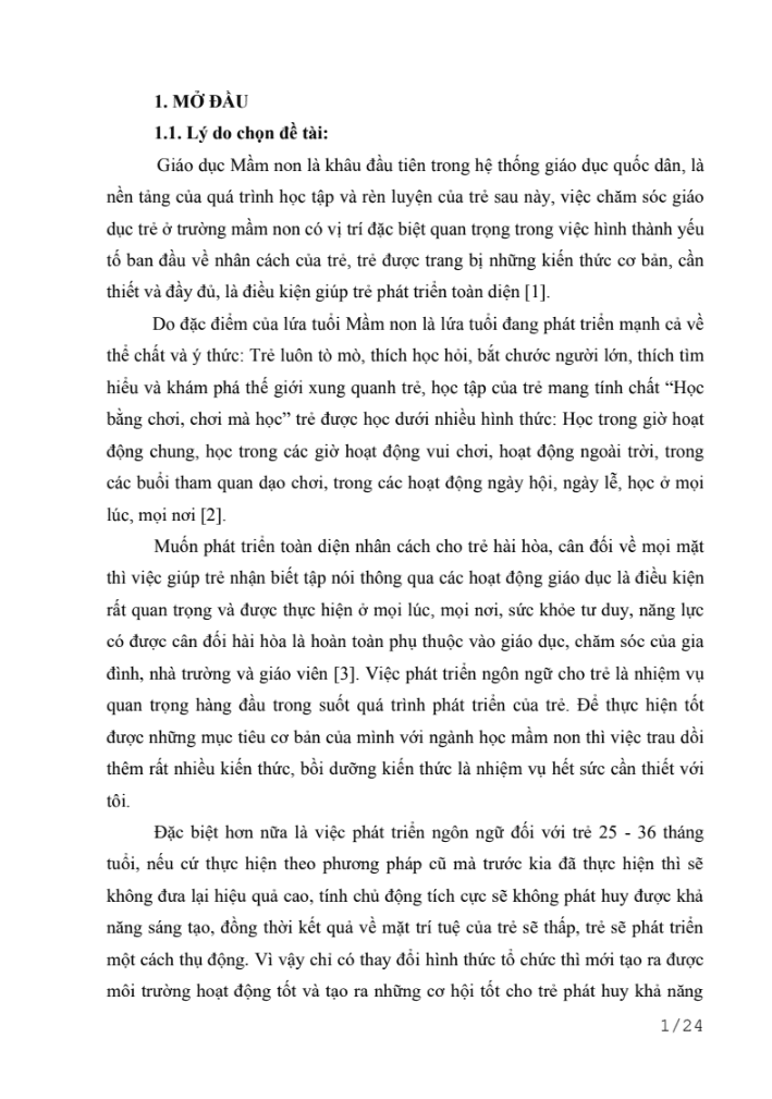 SKKN Một số kinh nghiệm dạy trẻ 25 – 36 tháng tuổi nhận biết tập nói thông qua các hoạt động giáo dục