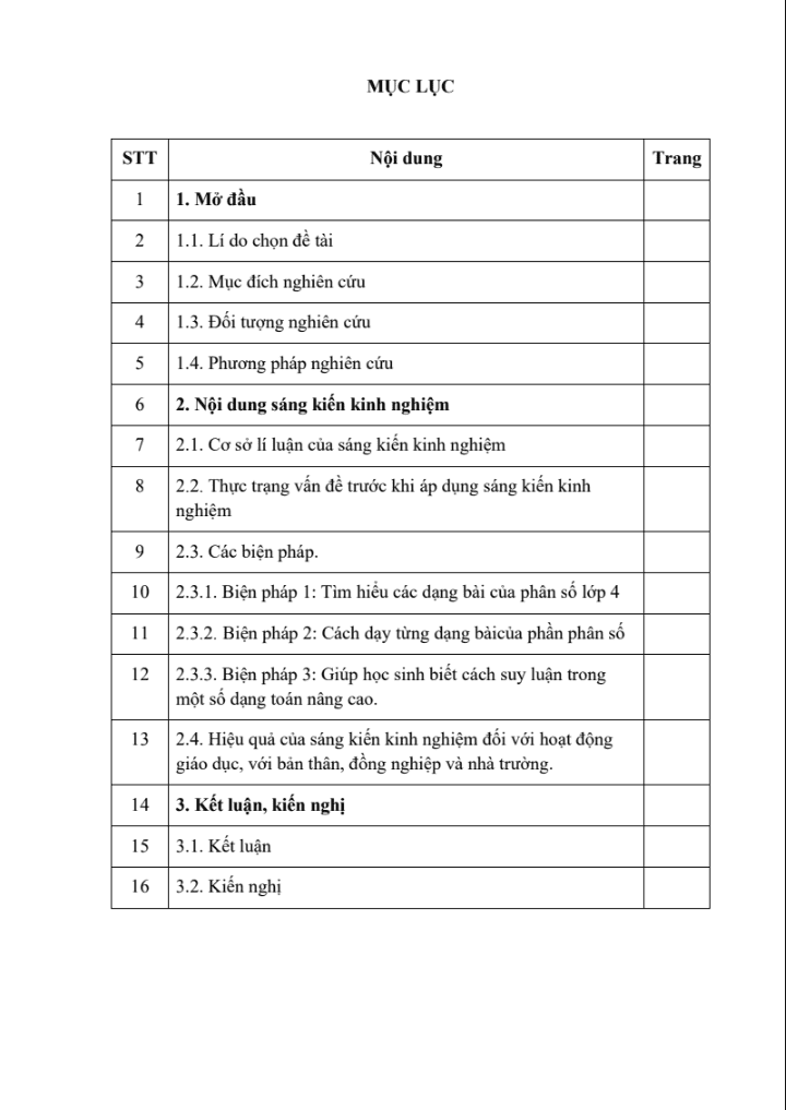 SKKN Một số kinh nghiệm giúp học sinh học tốt phần phân số ở lớp 4
