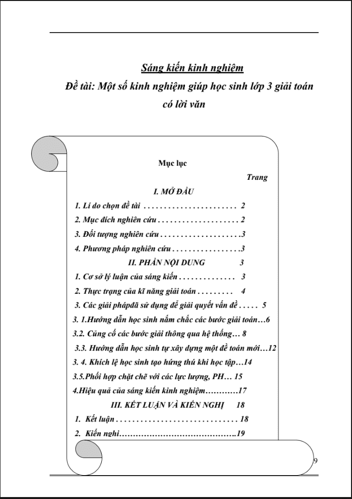 SKKN Một số kinh nghiệm giúp học sinh lớp 3 giải toán có lời văn