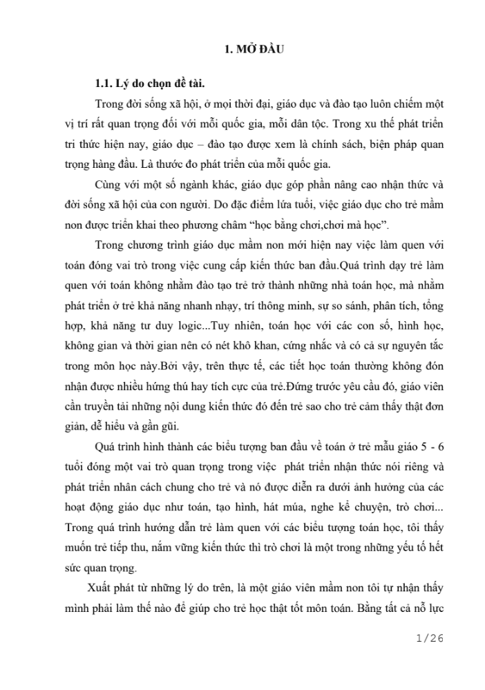 SKKN Một số kinh nghiệm giúp trẻ 5 – 6 tuổi hình thành biểu tượng toán sơ đẳng thông qua các trò chơi”