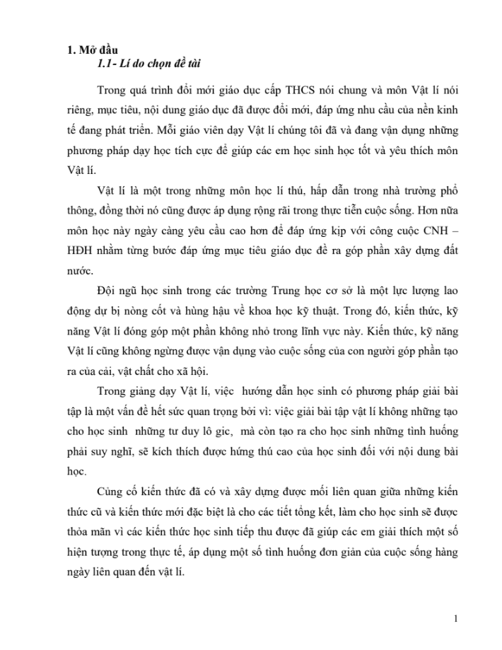 SKKN Một số kinh nghiệm hướng dẫn học sinh lớp 8 giải bài tập Vật lí có hiệu quả trong chương I: Cơ học