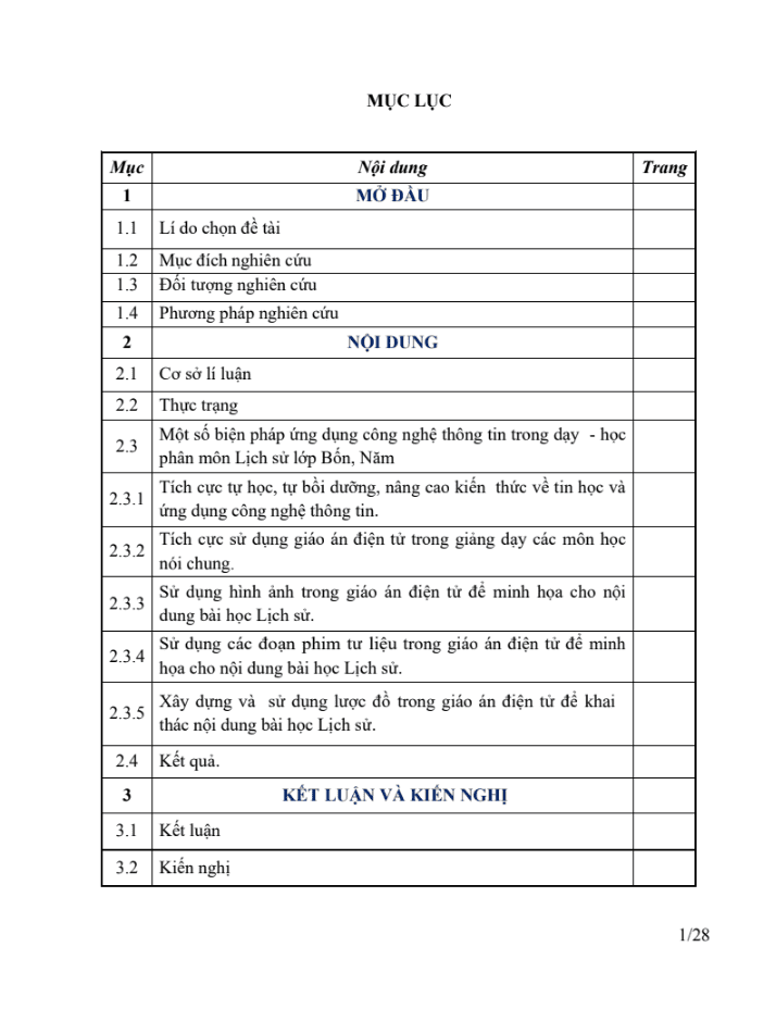 SKKN Một số kinh nghiệm về Ứng dụng công nghệ thông tin trong dạy – Học phân môn Lịch sử