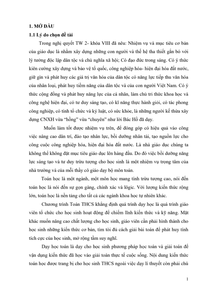 SKKN Một số kỹ năng trong dạy học áp dụng cho việc giải các bài toán đưa về phương trình tích ở lớp 8