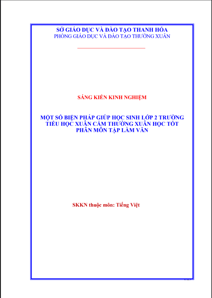 SKKN Một số thiết kế trò chơi học tập nhằm nâng cao chất lượng môn tiếng Việt lớp 2