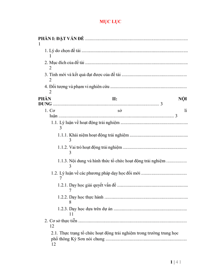 SKKN Nâng cao chất lượng dạy học môn sinh học 11 phần trao đổi vật chất và năng lượng ở thực vật thông qua hoạt động trải nghiệm tại trường thpt kỳ sơn