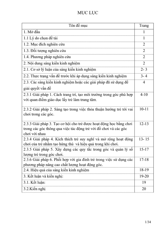 SKKN Nâng cao chất lượng hoạt động góc cho trẻ 4-5 tuổi bằng các biện pháp giáo dục lấy trẻ làm trung tâm