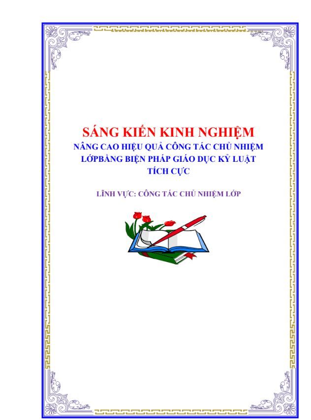 SKKN Nâng cao hiệu quả công tác chủ nhiệm lớp bằng biện pháp giáo dục kỷ luật tích cực’