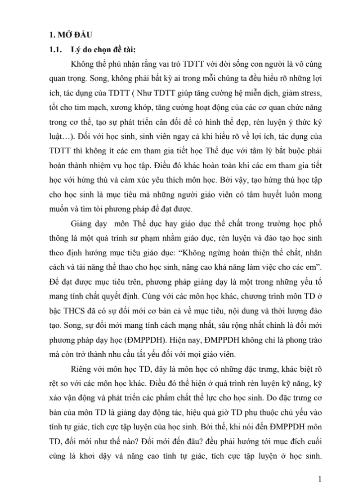 SKKN Nâng cao hứng thú học tập môn thể dục cho học sinh lớp 7 với trò chơi dân gian vận động