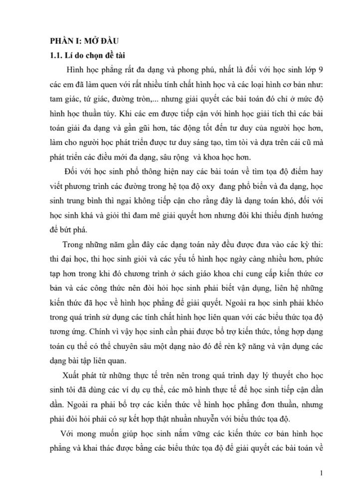SKKN Phân tích các tính chất hình học để giải các bài toán về hình chữ nhật và hình vuông trong hệ Oxy môn Toán 7