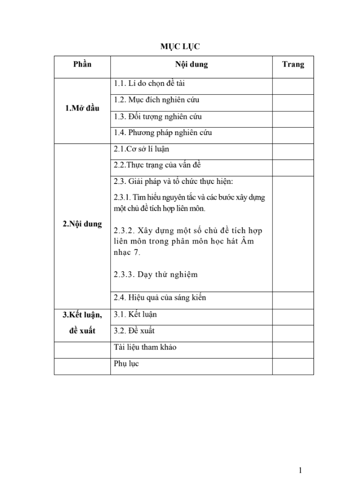 SKKN Phát huy tính tích cực cho học sinh, thông qua vận dụng kiến thức liên môn trong giảng dạy phân môn học hát Âm nhạc 7