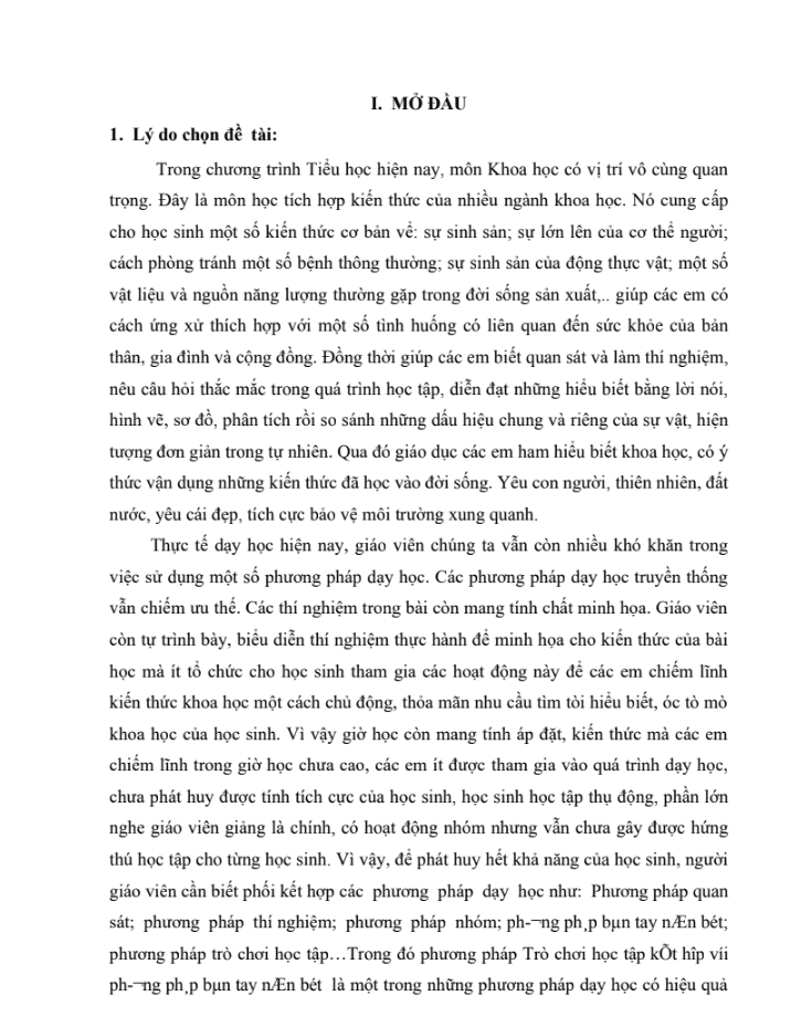 SKKN Phát huy tính tích cực của học sinh bằng cách sử dụng trò chơi trong việc dạy môn Khoa học lớp 5