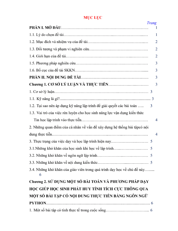 SKKN Phát huy tính tích cực của học sinh thông qua một số bài tập có nội dung thực tiễn bằng ngôn ngữ python