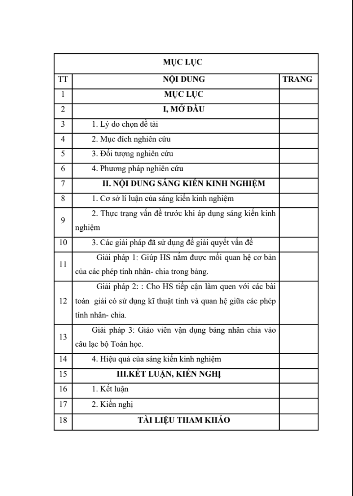 SKKN Phát triển khả năng giải toán dựa vào quan hệ logic giữa các phép tính nhân – Chia cho học sinh lớp 4