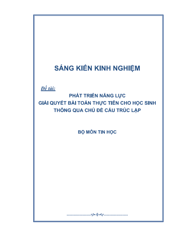 SKKN Phát triển năng lực giải quyết bài toán thực tiễn cho học sinh thông qua chủ đề Cấu trúc lặp