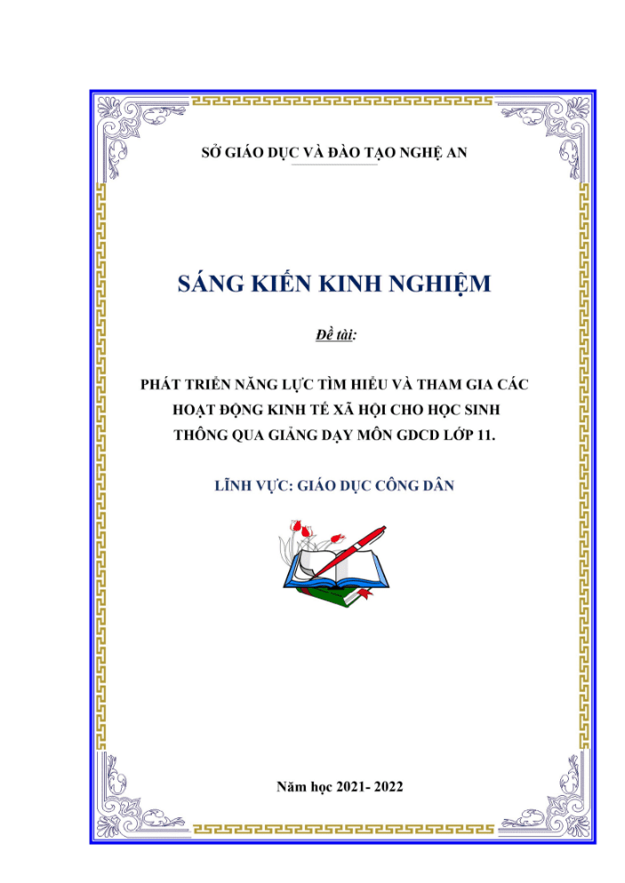 SKKN Phát triển năng lực tìm hiểu và tham gia các hoạt động kinh tế xã hội cho học sinh thông qua giảng dạy môn GDCD lớp 11