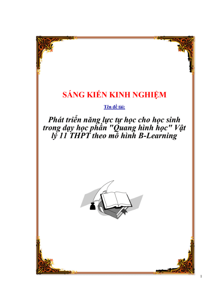 SKKN Phát triển năng lực tự học cho học sinh trong dạy học phần Quang hình học Vật lý 11 THPT theo mô hình B-Learning
