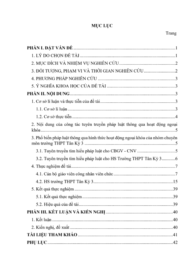 SKKN Phổ biến pháp luật thông qua hoạt động ngoại khóa của nhóm chuyên môn trường THPT Tân kỳ 3