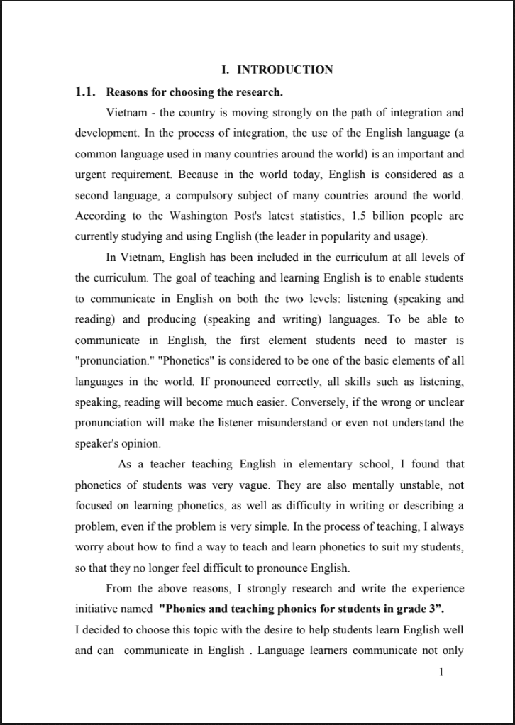 SKKN Phonics and teaching phonics for students in grade 3