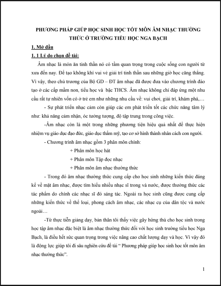 SKKN Phương pháp giúp học sinh học tốt môn Âm nhạc thường thức