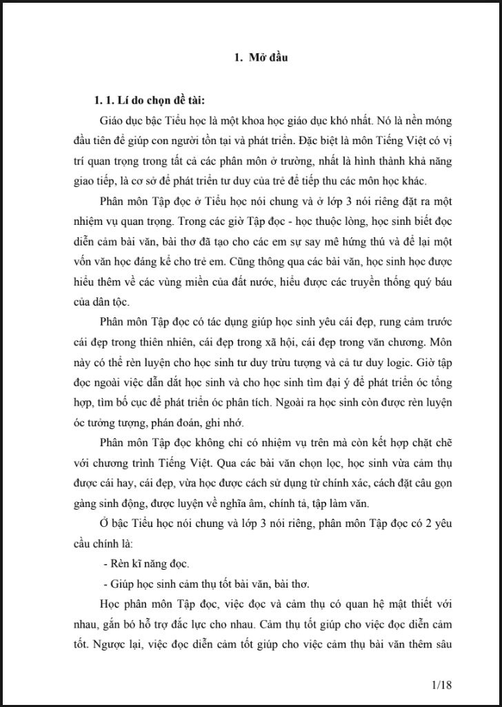 SKKN Phương pháp rèn đọc diễn cảm cho học sinh lớp 3
