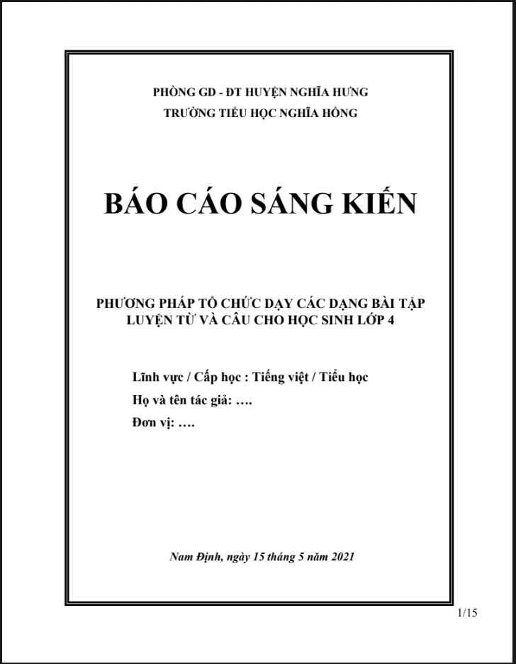 SKKN Phương pháp tổ chức dạy các dạng bài tập luyện từ và câu cho học sinh lớp 4