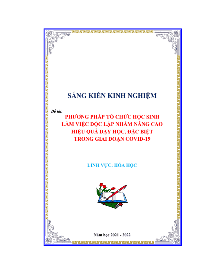 SKKN Phương pháp tổ chức học sinh làm việc độc lập nhằm nâng cao hiệu quả dạy học, đặc biệt trong giai đoạn Covid-19