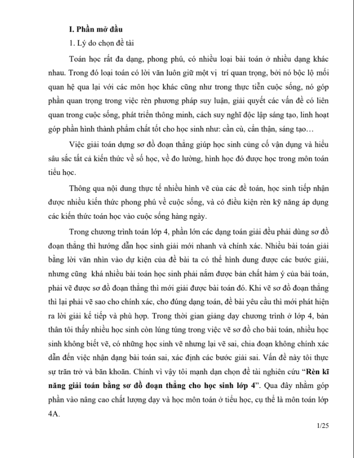 SKKN Rèn kĩ năng giải toán bằng sơ đồ đoạn thẳng cho học sinh lớp 4