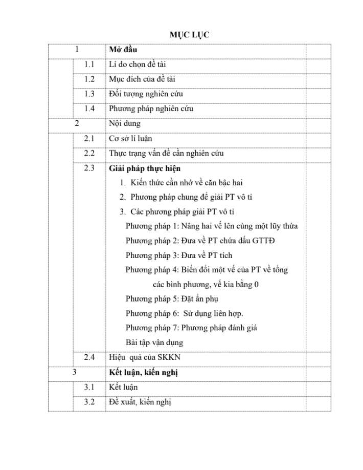 SKKN Rèn kỹ năng giải phương trình vô tỉ cho học sinh lớp 9