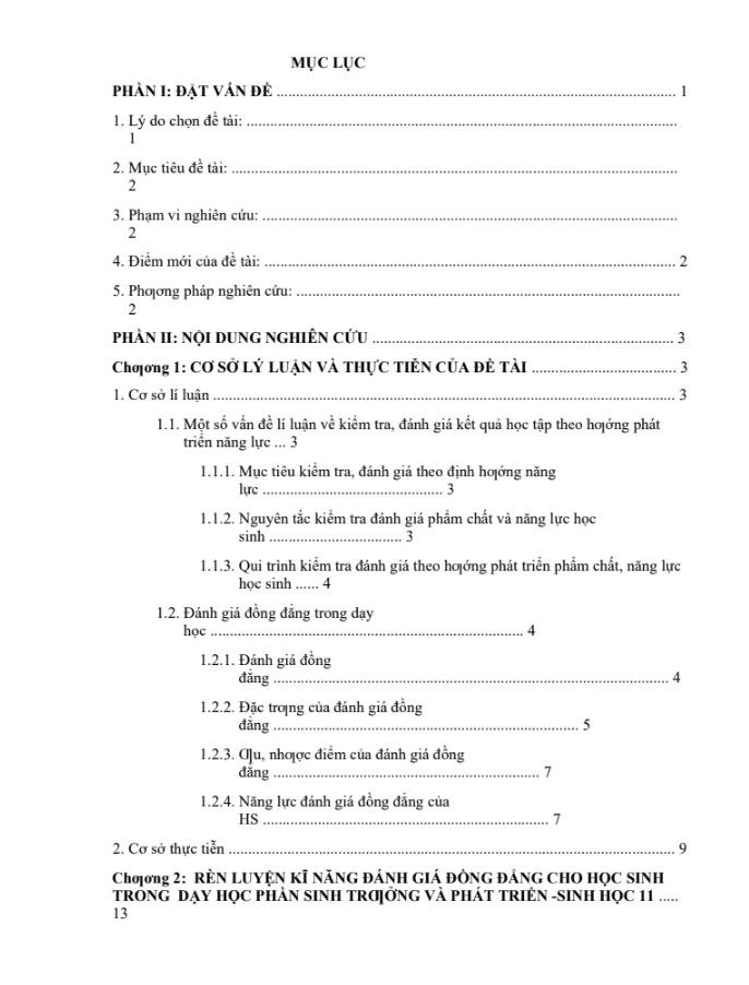 SKKN Rèn luyện kỹ năng đánh giá đồng đẳng cho học sinh trong dạy học phần sinh trưởng và phát triển
