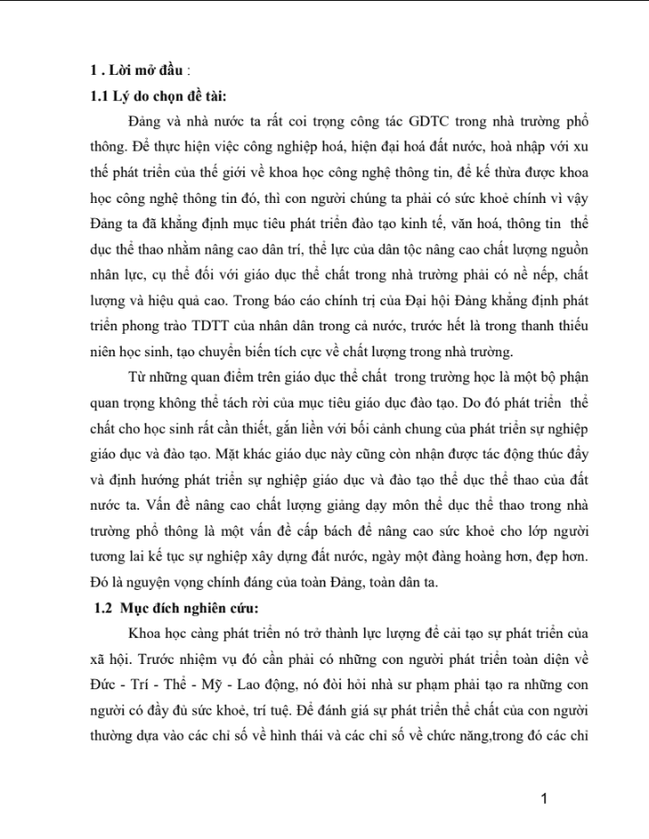 SKKN Rèn luyện tác phong nhanh nhẹn, kỷ luật, nếp sống lành mạnh, thói quen tự giác luyện tập Thể dục thể thao và giữ gìn vệ sinh