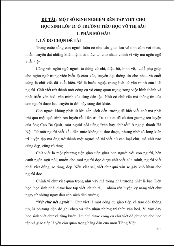 SKKN Rèn tập viết cho học sinh Lớp 2