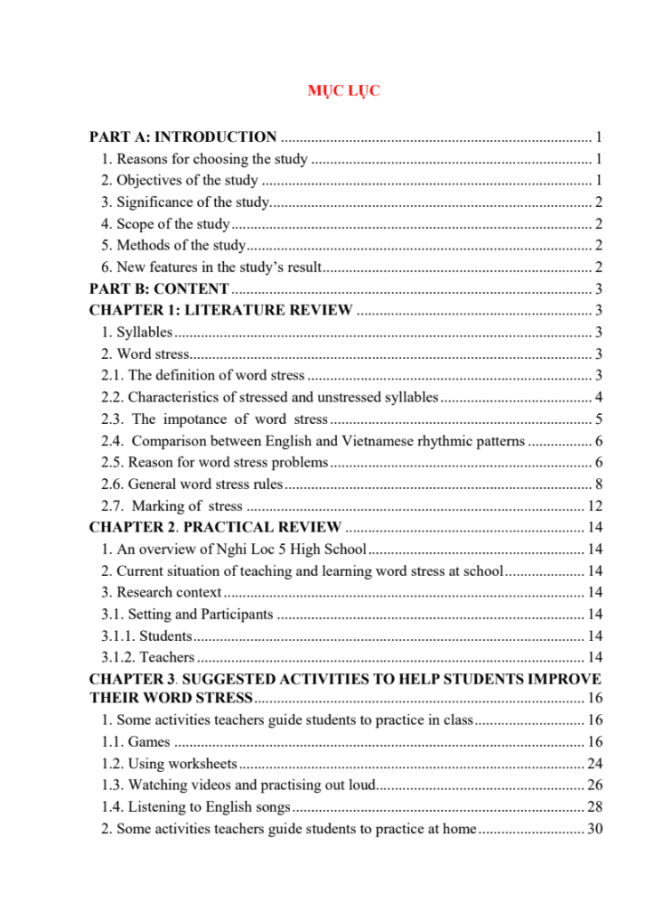 SKKN Some effective techniques to help the 10th form students improve their word stress