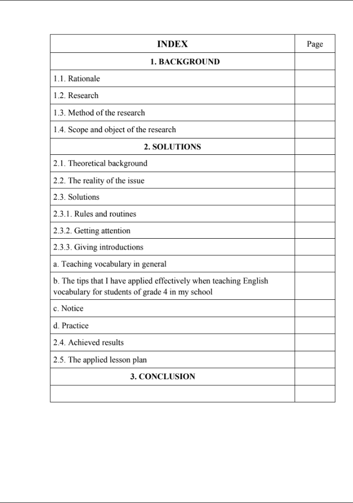 SKKN Some experience in teaching english vocabulary for primary students of grade 4