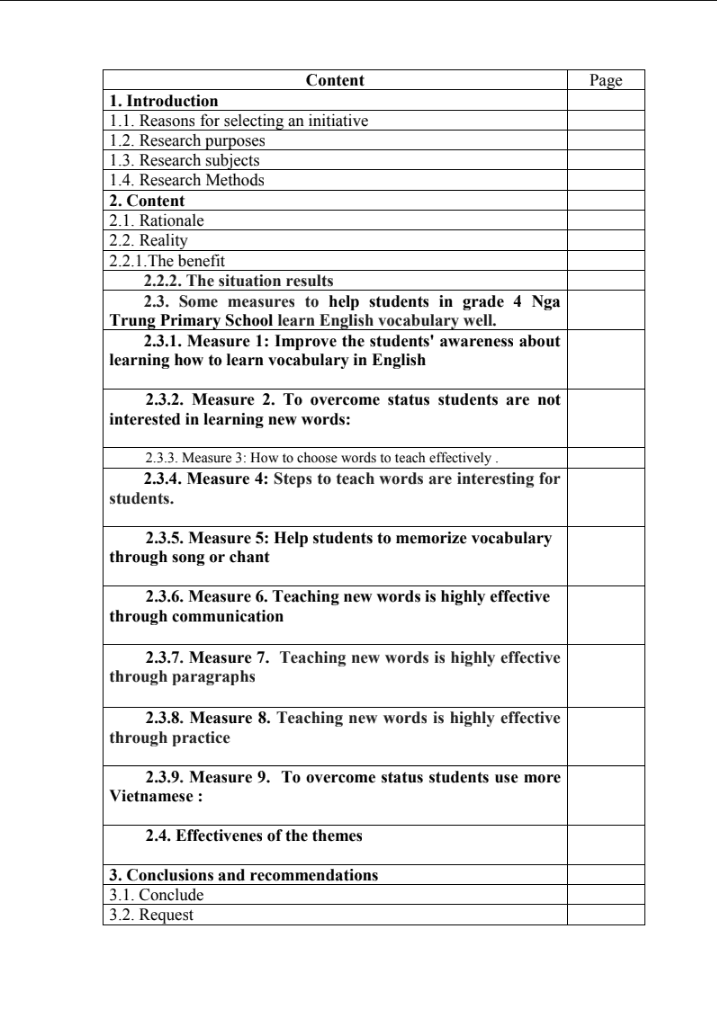 SKKN Some measures to teach vocabulary for grade 4