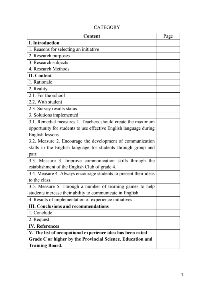 SKKN Some methods improving English communication capacity for grade 4