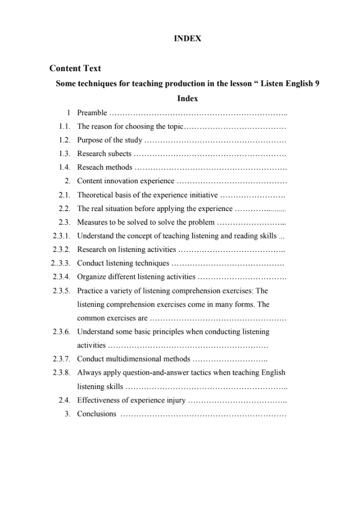 SKKN Some techniques for teaching production in the listening lesson in English 9