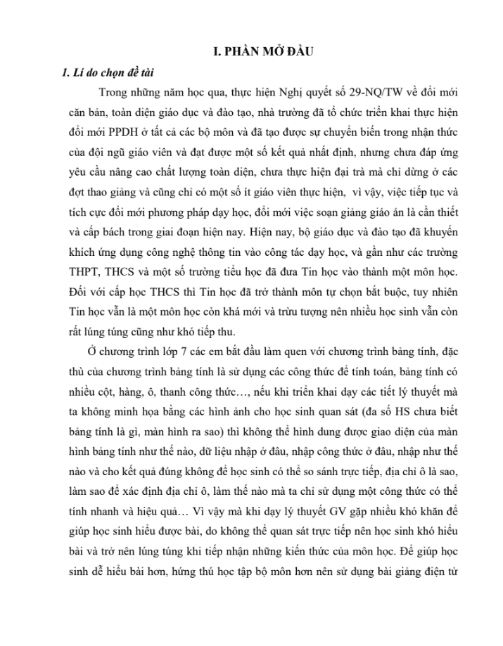 SKKN Sử dụng bài giảng điện tử để nâng cao hiệu quả bài lý thuyết Tin học 7