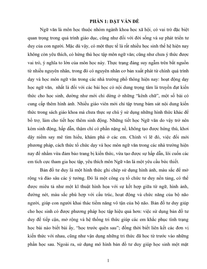 SKKN Sử dụng bản đồ tư duy trong đổi mới phương pháp dạy học môn Ngữ văn ở bậc học Trung học cơ sở